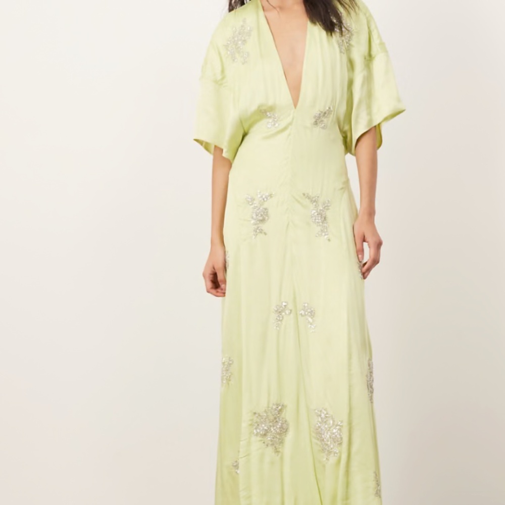 ASOS Pastel Green Maxi Dress with Silver Details